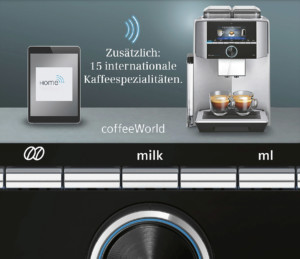 Vernetztes Premium-Standgerät mit zwei Bohnenbehältern und zwei Mahlwerken sowie der Möglichkeit, die Kaffeestärke, -menge, -temperatur, das Kaffee-Milch-Verhältnis und die Brühgeschwindigkeit individuell abzustufen. (Foto: AMK)